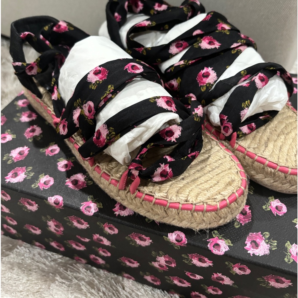 Prada Lace Up Floral Sandals - Never worn
